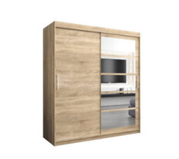 Arte Stylish Oak Sonoma Roma I Sliding Door Wardrobe W1800mm H2000mm D620mm Mirrored Vertical Handles Elegant Storage Solution - thumbnail 1