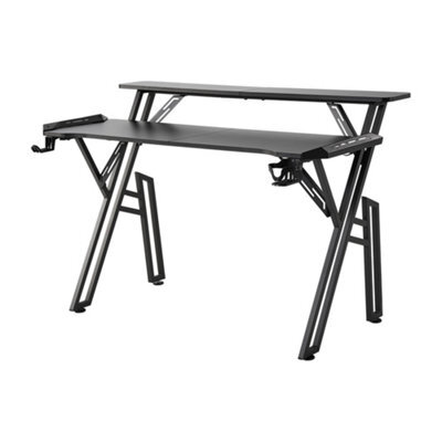 Living And Home Black Gaming Desk With Led Lights And Monitor Stand W 1200 X D 600 mm - image 1