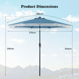 Costway 9 Ft Patio Umbrella Outdoor Tassel Parasol With Push Button Tilt Navy - thumbnail 2