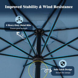 Costway 9 Ft Patio Umbrella Outdoor Tassel Parasol With Push Button Tilt Navy - thumbnail 4