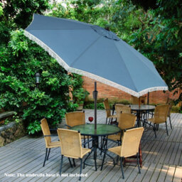 Costway 9 Ft Patio Umbrella Outdoor Tassel Parasol With Push Button Tilt Navy - thumbnail 8