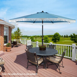 Costway 9 Ft Patio Umbrella Outdoor Tassel Parasol With Push Button Tilt Navy - thumbnail 9