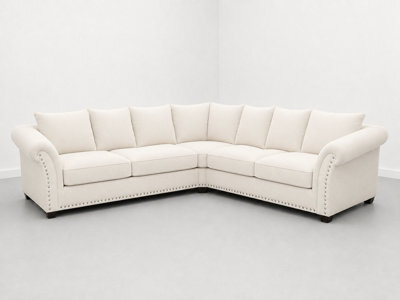 Harrison Plush Velvet Sofa - Elegant Modern Sofa Collection - Cream Corner Sofa