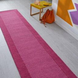 Handmade Luxurious Easy To Clean Modern Wool Bordered Pink Plain Wool Living Room & Bedroom Rug-160Cm X 230Cm - thumbnail 7