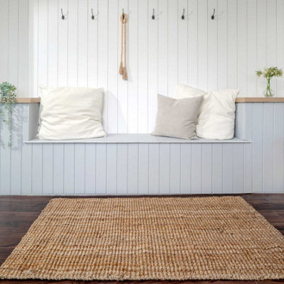 Loomed Handwoven Natural Chunky Jute Living Area Rug 80X150Cm - image 1