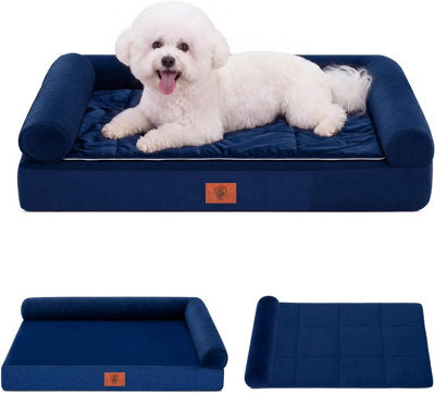Luckracer Small Dog Bed Sofa Washable Orthopedic Dog Beds Blue 60X45X14Cm - image 1
