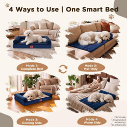 Luckracer Small Dog Bed Sofa Washable Orthopedic Dog Beds Blue 60X45X14Cm - thumbnail 5
