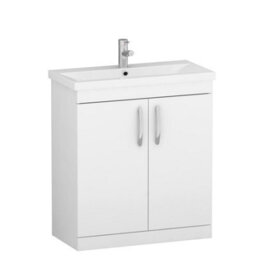 Royal Bathrooms Turin Gloss White 800mm Floor Standing Vanity Unit 2 Door With Mid-Edge Basin Sink - thumbnail 6