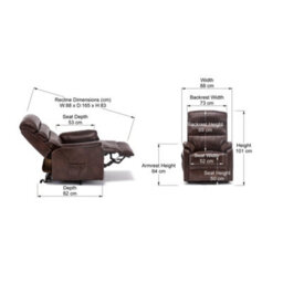 More4Homes Buckingham Single Motor Electric Rise Recliner Bonded Leather Armchair Sofa Mobility Chair (Brown) - thumbnail 9