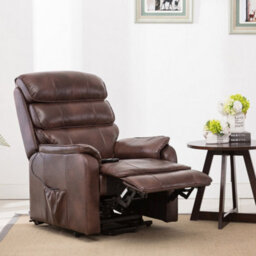 More4Homes Buckingham Single Motor Electric Rise Recliner Bonded Leather Armchair Sofa Mobility Chair (Brown) - thumbnail 8