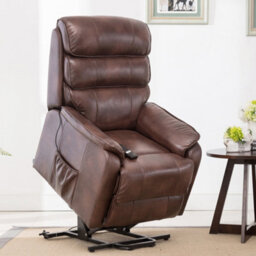 More4Homes Buckingham Single Motor Electric Rise Recliner Bonded Leather Armchair Sofa Mobility Chair (Brown) - thumbnail 1
