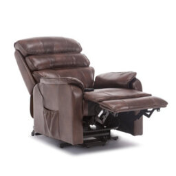 More4Homes Buckingham Single Motor Electric Rise Recliner Bonded Leather Armchair Sofa Mobility Chair (Brown) - thumbnail 3
