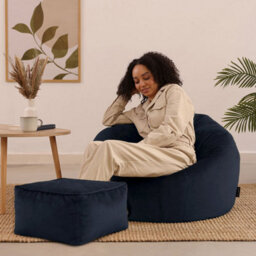 icon Kingston Classic Velvet Bean Bag Chair & Pouffe Midnight Blue Bean Bag Chair - thumbnail 2