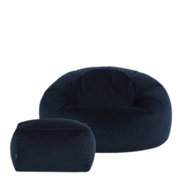 icon Kingston Classic Velvet Bean Bag Chair & Pouffe Midnight Blue Bean Bag Chair - thumbnail 4