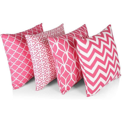 Penguin Home Set Of 4 - Decorative Geometric Pattern Double Sided Square Cushion Covers - image 1