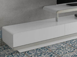 Angel Cerda Stylish White Wooden Tv Stand With Chrome Base - thumbnail 3