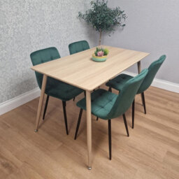 Kosy Koala Wooden Dining Table Set With 4 Green Velvet Chairs Kitchen Dining Furniture Set