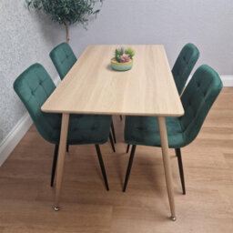 Kosy Koala Wooden Dining Table Set With 4 Green Velvet Chairs Kitchen Dining Furniture Set - thumbnail 2