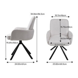 Darphe Modern White Upholstered Leisure Chair Swivel Chair With Metal Legs - thumbnail 5