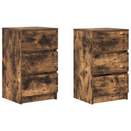 Berkfield Bedside Cabinets With 3 Drawers 2 Pcs Smoked Oak 39X35X65 Cm - thumbnail 2