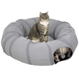 Pawhut 2 In 1 Cat Tunnel With Bed, Cat Play Tunnel For Indoor Cats, Grey - thumbnail 2