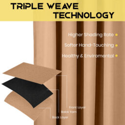Ameha Beige 230 Gsm Plain Thermal Insulated Energy Efficient Blackout Pencil Pleat Curtain Pair 90''x72'' Home Decor Uk - thumbnail 8
