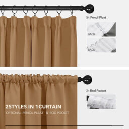 Ameha Beige 230 Gsm Plain Thermal Insulated Energy Efficient Blackout Pencil Pleat Curtain Pair 90''x72'' Home Decor Uk - thumbnail 3