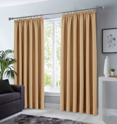 Ameha Beige 230 Gsm Plain Thermal Insulated Energy Efficient Blackout Pencil Pleat Curtain Pair 90''x72'' Home Decor Uk - thumbnail 6