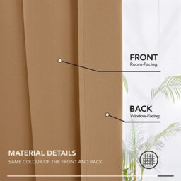 Ameha Beige 230 Gsm Plain Thermal Insulated Energy Efficient Blackout Pencil Pleat Curtain Pair 90''x72'' Home Decor Uk - thumbnail 4