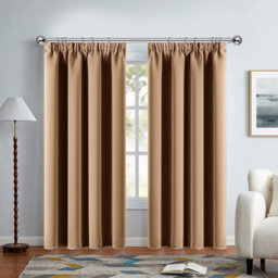 Ameha Beige 230 Gsm Plain Thermal Insulated Energy Efficient Blackout Pencil Pleat Curtain Pair 90''x72'' Home Decor Uk - thumbnail 7