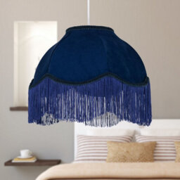 Vintage Design Velvet Fringed 35Cm Pendant Lightshade Table Lampshade - thumbnail 2