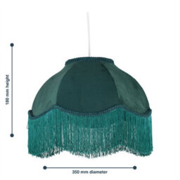 Vintage Design Velvet Fringed 35Cm Pendant Lightshade Table Lampshade - thumbnail 7