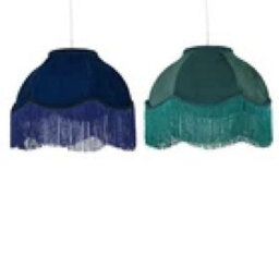 Vintage Design Velvet Fringed 35Cm Pendant Lightshade Table Lampshade - thumbnail 1