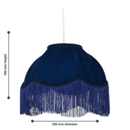 Vintage Design Velvet Fringed 35Cm Pendant Lightshade Table Lampshade - thumbnail 5