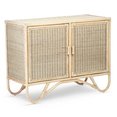 Desser Natural Rattan Cabinet Sideboard With Wicker Panels & 4 Shelves - image 1