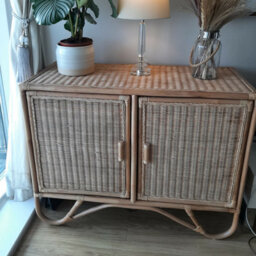 Desser Natural Rattan Cabinet Sideboard With Wicker Panels & 4 Shelves - thumbnail 5