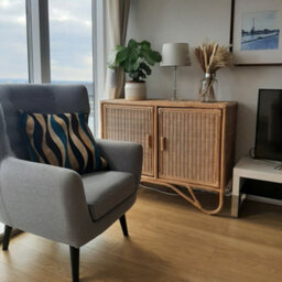 Desser Natural Rattan Cabinet Sideboard With Wicker Panels & 4 Shelves - thumbnail 4