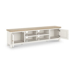 Farro Coconut White 180Cm Extra Large Tv Unit With Washed Oak Top - Fully Assembled By Roseland Furniture - thumbnail 7