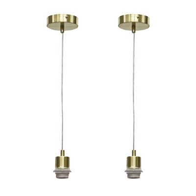 First Choice Lighting Set Of 2 Carss - Satin Brass Ceiling Pendant Kits For Easy Fit Shades - image 1