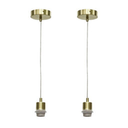 First Choice Lighting Set Of 2 Carss - Satin Brass Ceiling Pendant Kits For Easy Fit Shades