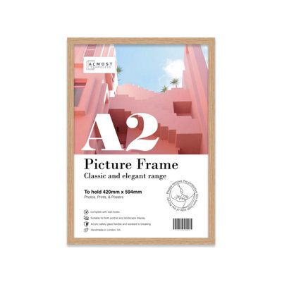 A2 Oak Picture Frame Fits A2 (42 X 59.4Cm - 16.5 X 23.4In) Poster, Photo, Artwork, Or Print. - image 1