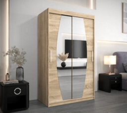 Arte Elypse Sliding Door Wardrobe In Oak Sonoma - Modern Storage Unit With Shelves And Hanging Rails (W1200mm X H2000mm X D620mm) - thumbnail 2