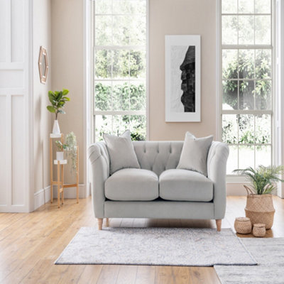 Sofas Express Carlton Chalk Grey Velvet 2 Seater Sofa - image 1