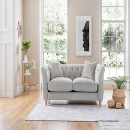 Sofas Express Carlton Chalk Grey Velvet  2 Seater Sofa - thumbnail 1