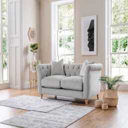 Sofas Express Carlton Chalk Grey Velvet  2 Seater Sofa - thumbnail 2