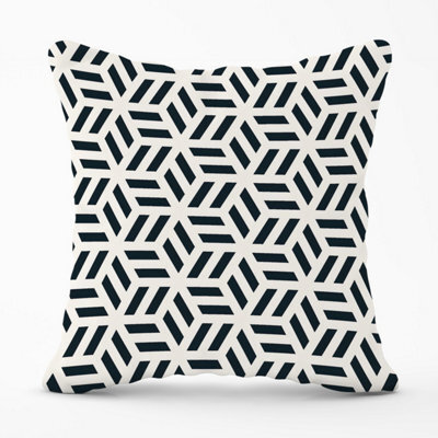 Warren Reed Designer Geometric Monochrome Hexagonal Pattern Outdoor Cushion 45Cm X 45Cm - image 1