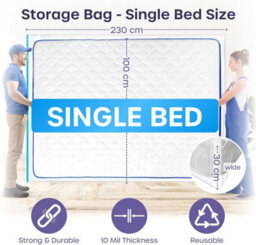 volila Single Mattress Bag With Zipper - Waterproof Mattress Storage Cover, Moving House - thumbnail 2