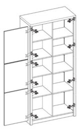 Arte Roma 2 Tall Display Cabinet In Elm, White Gloss & Grey Matt - W900mm H1940mm D430mm, Stylish And Modern - thumbnail 2
