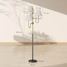 Homcom 3-Light Floor Lamp, 165 Cm Tall Standing Lamp With Foot Switch - thumbnail 3