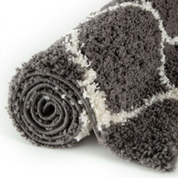 The Rugs Moroccan Shaggy Rugs And Runners Soft Fluffy Trellis Design High Pile Dark Grey And Ivory Living Room Kitchen Hallway 640 - thumbnail 5